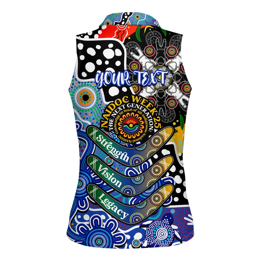 Personalised Bulldogs NRL Celebrating 50 Years of Naidoc Women Sleeveless Polo Shirt NAIDOC Week 2025 Aboriginal