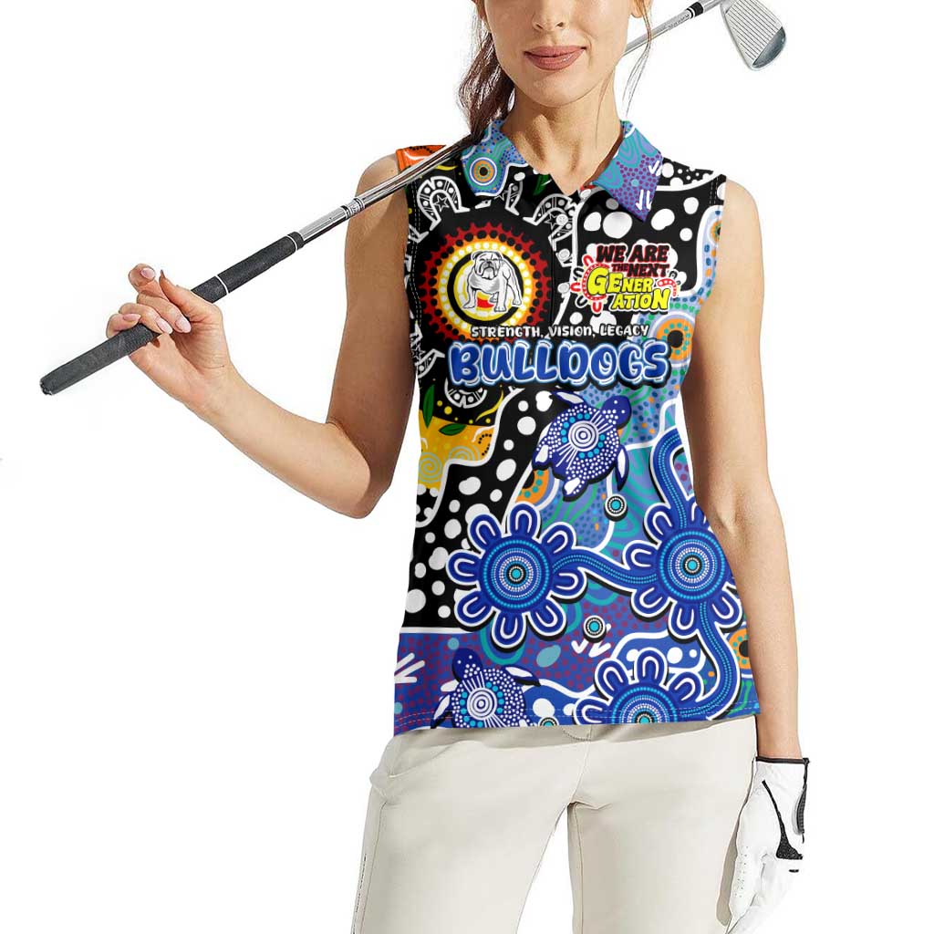 Personalised Bulldogs NRL Celebrating 50 Years of Naidoc Women Sleeveless Polo Shirt NAIDOC Week 2025 Aboriginal
