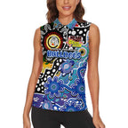 Personalised Bulldogs NRL Celebrating 50 Years of Naidoc Women Sleeveless Polo Shirt NAIDOC Week 2025 Aboriginal