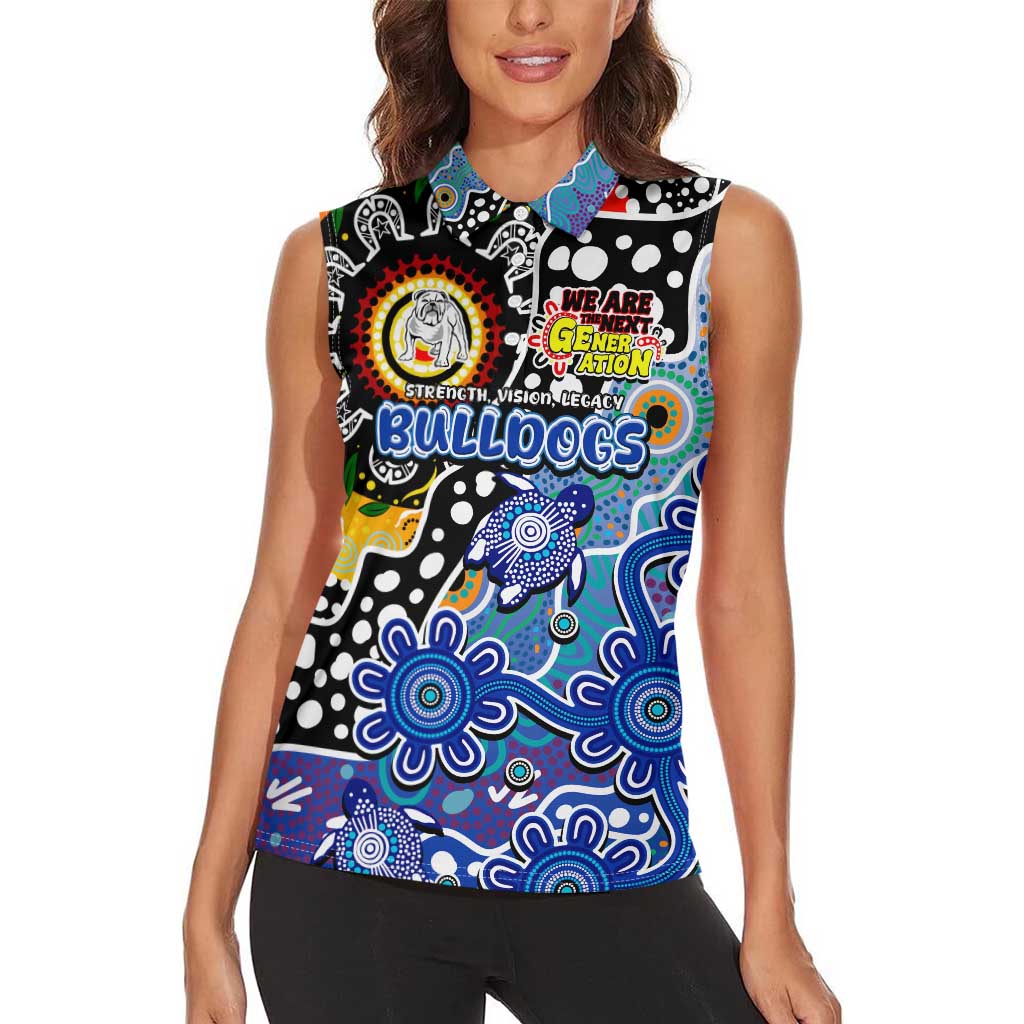 Personalised Bulldogs NRL Celebrating 50 Years of Naidoc Women Sleeveless Polo Shirt NAIDOC Week 2025 Aboriginal