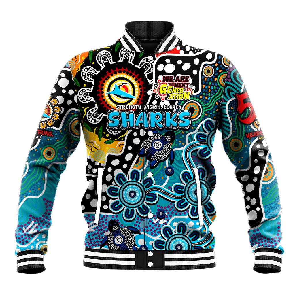 Personalised Sharks NRL Celebrating 50 Years of Naidoc Baseball Jacket NAIDOC Week 2025 Aboriginal