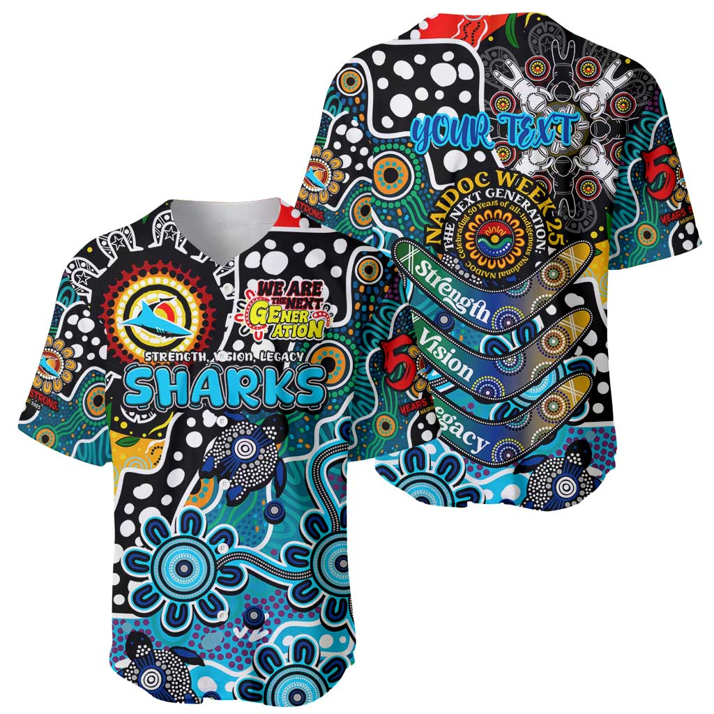 Personalised Sharks NRL Celebrating 50 Years of Naidoc Baseball Jersey NAIDOC Week 2025 Aboriginal