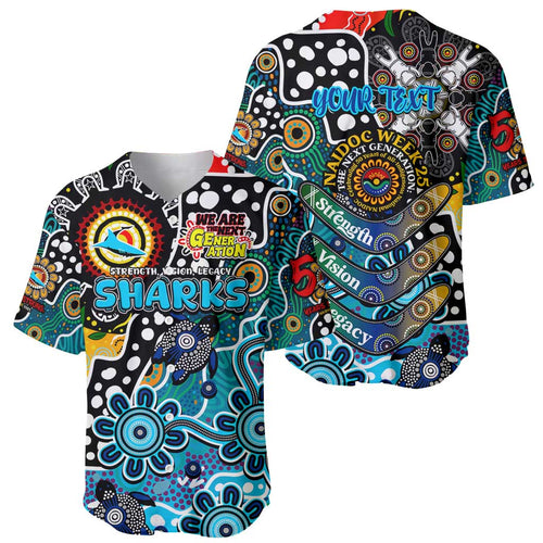 Personalised Sharks NRL Celebrating 50 Years of Naidoc Baseball Jersey NAIDOC Week 2025 Aboriginal