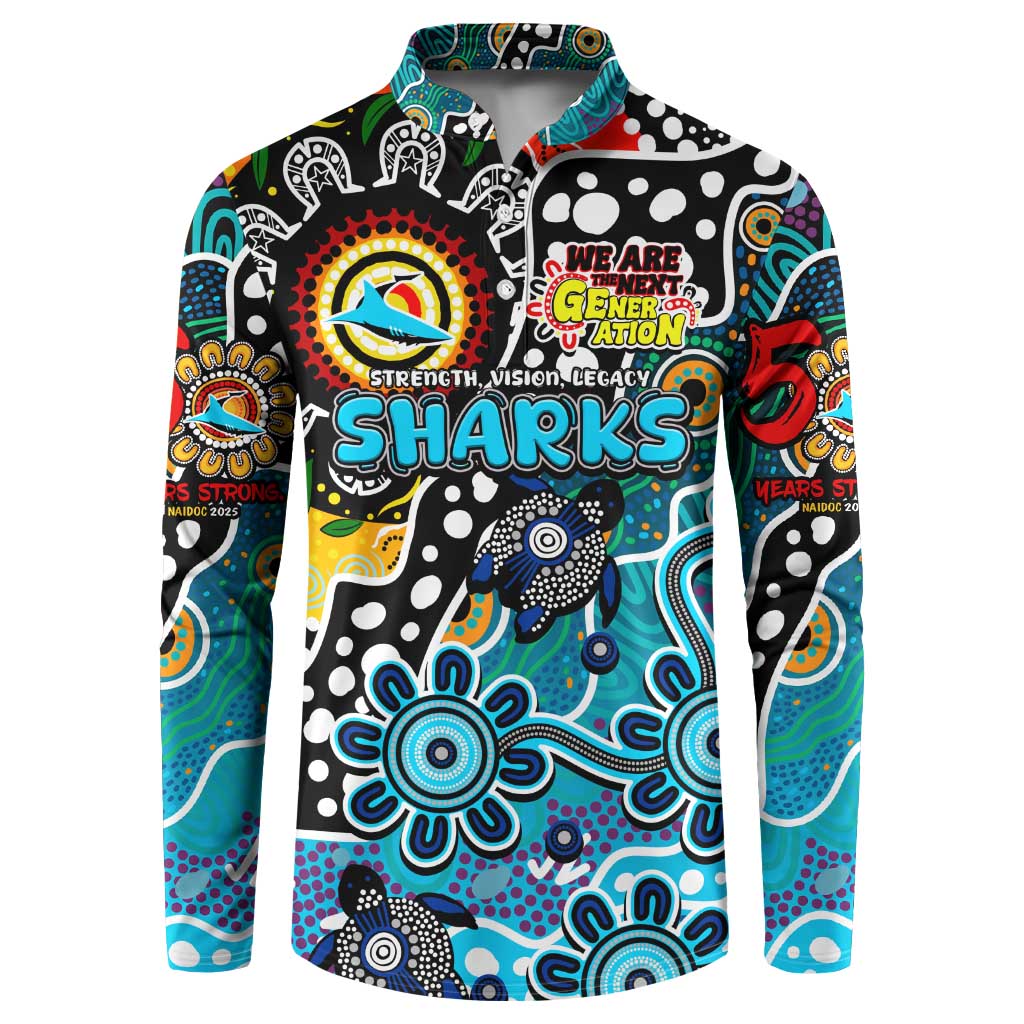 Personalised Sharks NRL Celebrating 50 Years of Naidoc Button Sweatshirt NAIDOC Week 2025 Aboriginal