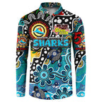Personalised Sharks NRL Celebrating 50 Years of Naidoc Button Sweatshirt NAIDOC Week 2025 Aboriginal