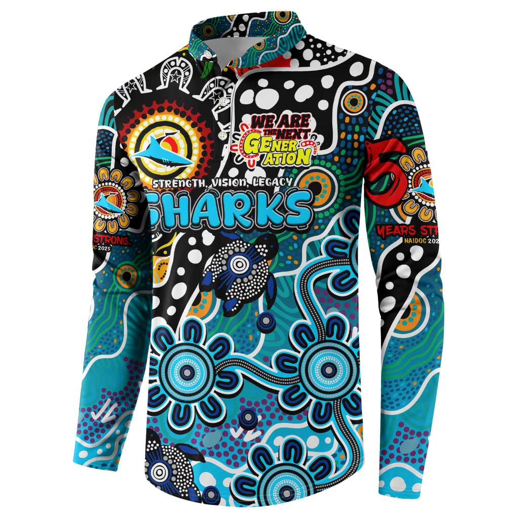 Personalised Sharks NRL Celebrating 50 Years of Naidoc Button Sweatshirt NAIDOC Week 2025 Aboriginal