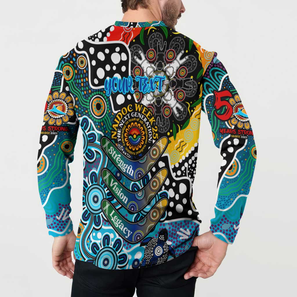 Personalised Sharks NRL Celebrating 50 Years of Naidoc Button Sweatshirt NAIDOC Week 2025 Aboriginal