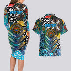 Personalised Sharks NRL Celebrating 50 Years of Naidoc Couples Matching Long Sleeve Bodycon Dress and Hawaiian Shirt NAIDOC Week 2025 Aboriginal