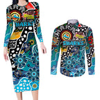 Personalised Sharks NRL Celebrating 50 Years of Naidoc Couples Matching Long Sleeve Bodycon Dress and Long Sleeve Button Shirt NAIDOC Week 2025 Aboriginal