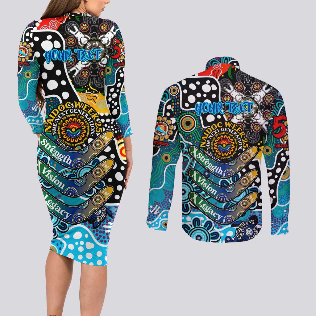Personalised Sharks NRL Celebrating 50 Years of Naidoc Couples Matching Long Sleeve Bodycon Dress and Long Sleeve Button Shirt NAIDOC Week 2025 Aboriginal