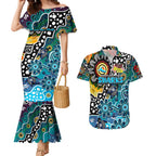 Personalised Sharks NRL Celebrating 50 Years of Naidoc Couples Matching Mermaid Dress and Hawaiian Shirt NAIDOC Week 2025 Aboriginal