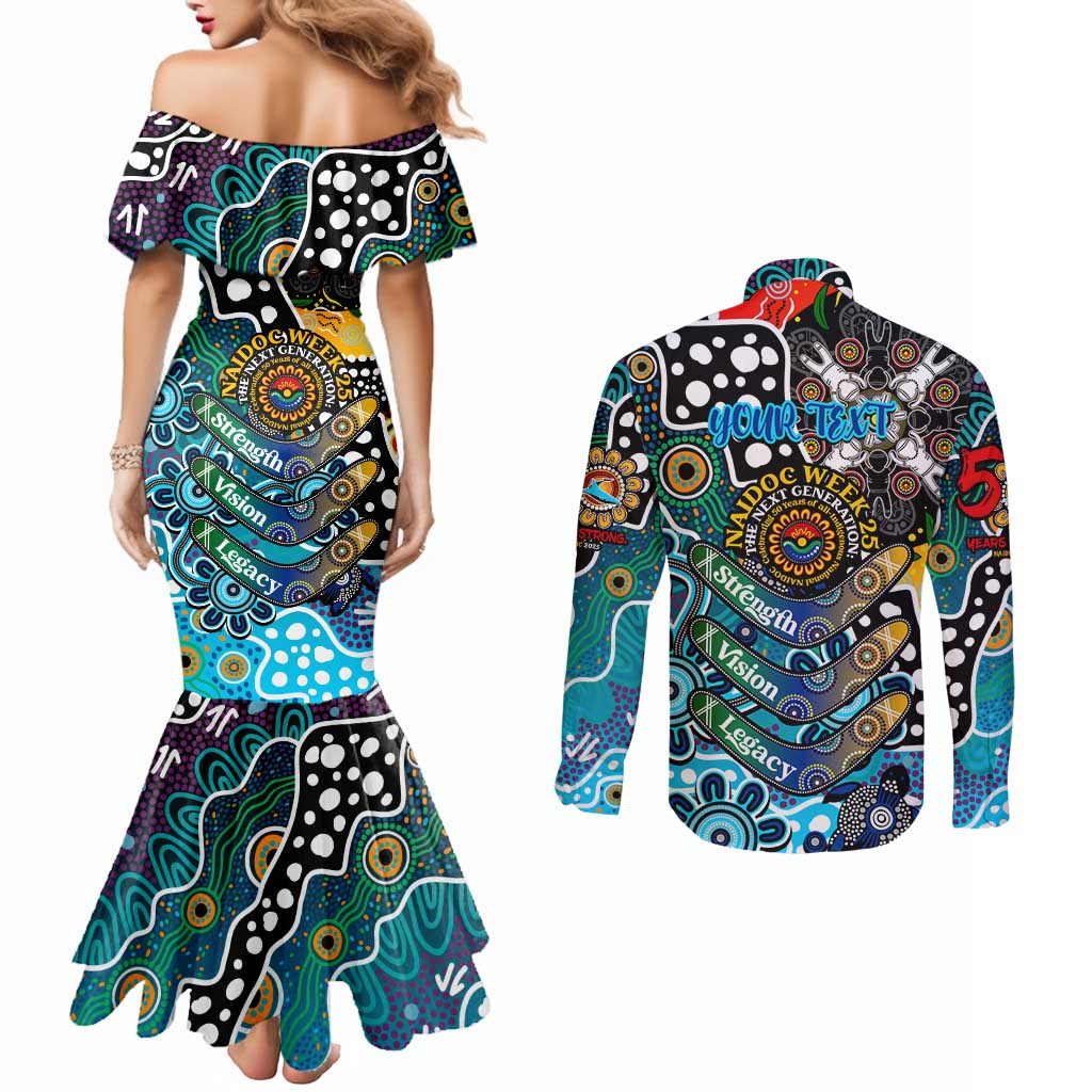 Personalised Sharks NRL Celebrating 50 Years of Naidoc Couples Matching Mermaid Dress and Long Sleeve Button Shirt NAIDOC Week 2025 Aboriginal