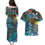 Personalised Sharks NRL Celebrating 50 Years of Naidoc Couples Matching Puletasi and Hawaiian Shirt NAIDOC Week 2025 Aboriginal