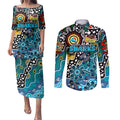 Personalised Sharks NRL Celebrating 50 Years of Naidoc Couples Matching Puletasi and Long Sleeve Button Shirt NAIDOC Week 2025 Aboriginal