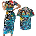 Personalised Sharks NRL Celebrating 50 Years of Naidoc Couples Matching Short Sleeve Bodycon Dress and Hawaiian Shirt NAIDOC Week 2025 Aboriginal