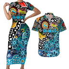 Personalised Sharks NRL Celebrating 50 Years of Naidoc Couples Matching Short Sleeve Bodycon Dress and Hawaiian Shirt NAIDOC Week 2025 Aboriginal