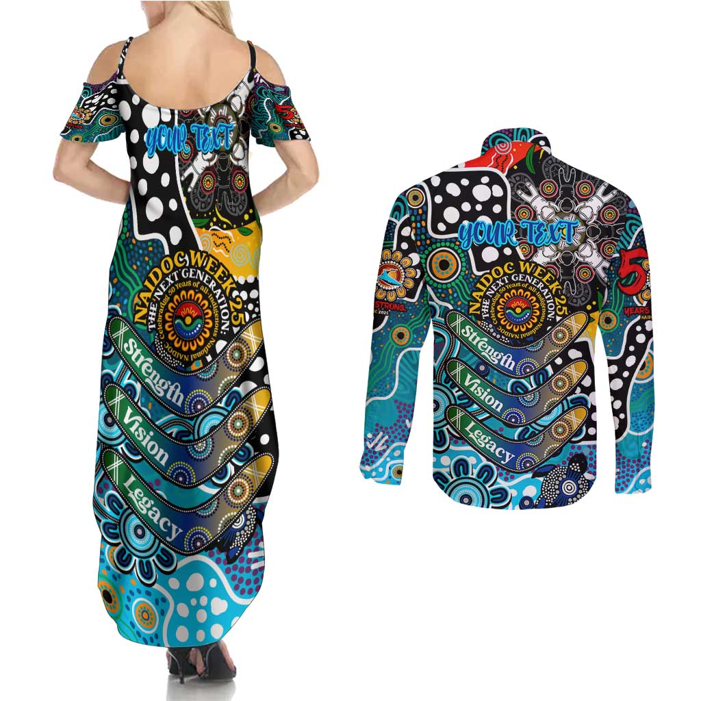 Personalised Sharks NRL Celebrating 50 Years of Naidoc Couples Matching Summer Maxi Dress and Long Sleeve Button Shirt NAIDOC Week 2025 Aboriginal