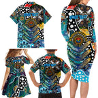 Personalised Sharks NRL Celebrating 50 Years of Naidoc Family Matching Long Sleeve Bodycon Dress and Hawaiian Shirt NAIDOC Week 2025 Aboriginal