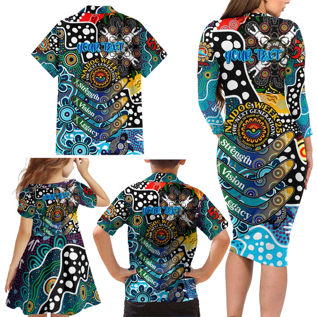 Personalised Sharks NRL Celebrating 50 Years of Naidoc Family Matching Long Sleeve Bodycon Dress and Hawaiian Shirt NAIDOC Week 2025 Aboriginal