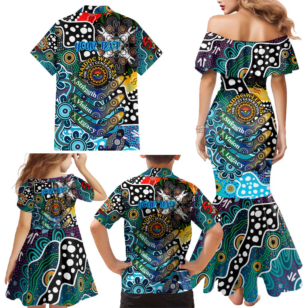 Personalised Sharks NRL Celebrating 50 Years of Naidoc Family Matching Mermaid Dress and Hawaiian Shirt NAIDOC Week 2025 Aboriginal