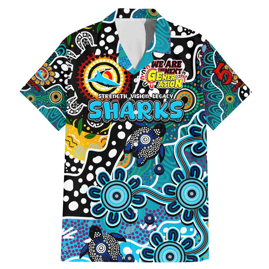 Personalised Sharks NRL Celebrating 50 Years of Naidoc Family Matching Mermaid Dress and Hawaiian Shirt NAIDOC Week 2025 Aboriginal