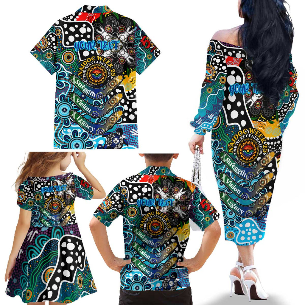 Personalised Sharks NRL Celebrating 50 Years of Naidoc Family Matching Off The Shoulder Long Sleeve Dress and Hawaiian Shirt NAIDOC Week 2025 Aboriginal