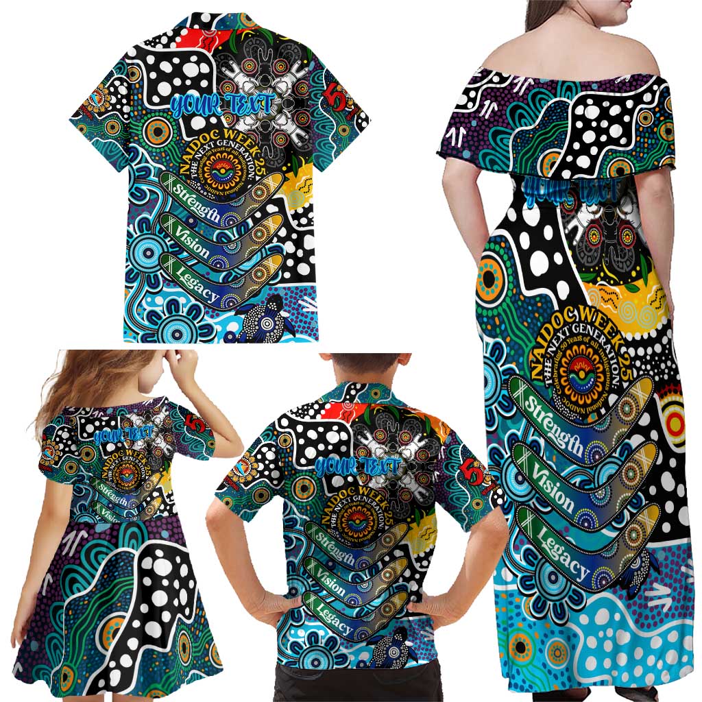 Personalised Sharks NRL Celebrating 50 Years of Naidoc Family Matching Off Shoulder Maxi Dress and Hawaiian Shirt NAIDOC Week 2025 Aboriginal