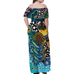Personalised Sharks NRL Celebrating 50 Years of Naidoc Family Matching Off Shoulder Maxi Dress and Hawaiian Shirt NAIDOC Week 2025 Aboriginal