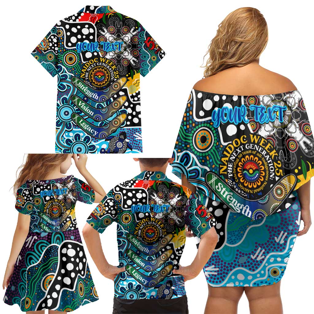 Personalised Sharks NRL Celebrating 50 Years of Naidoc Family Matching Off Shoulder Short Dress and Hawaiian Shirt NAIDOC Week 2025 Aboriginal