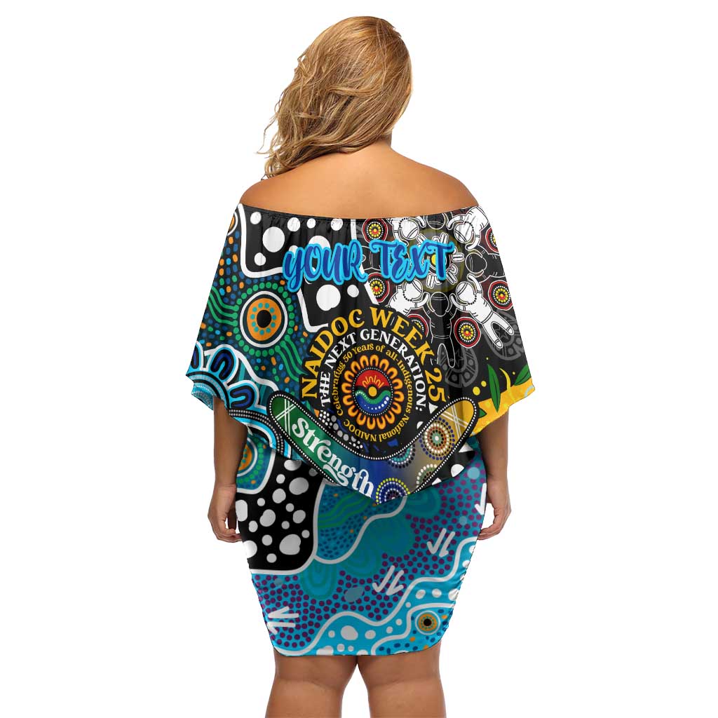 Personalised Sharks NRL Celebrating 50 Years of Naidoc Family Matching Off Shoulder Short Dress and Hawaiian Shirt NAIDOC Week 2025 Aboriginal