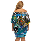 Personalised Sharks NRL Celebrating 50 Years of Naidoc Family Matching Off Shoulder Short Dress and Hawaiian Shirt NAIDOC Week 2025 Aboriginal