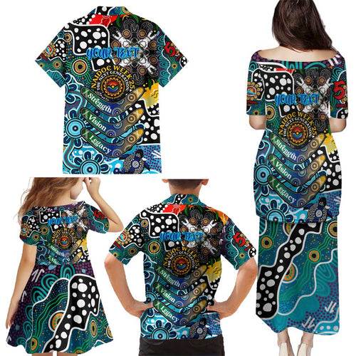 Personalised Sharks NRL Celebrating 50 Years of Naidoc Family Matching Puletasi and Hawaiian Shirt NAIDOC Week 2025 Aboriginal