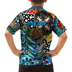Personalised Sharks NRL Celebrating 50 Years of Naidoc Family Matching Short Sleeve Bodycon Dress and Hawaiian Shirt NAIDOC Week 2025 Aboriginal
