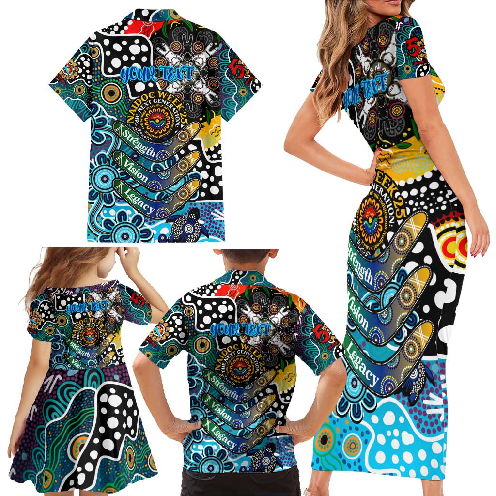 Personalised Sharks NRL Celebrating 50 Years of Naidoc Family Matching Short Sleeve Bodycon Dress and Hawaiian Shirt NAIDOC Week 2025 Aboriginal