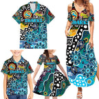 Personalised Sharks NRL Celebrating 50 Years of Naidoc Family Matching Summer Maxi Dress and Hawaiian Shirt NAIDOC Week 2025 Aboriginal