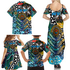 Personalised Sharks NRL Celebrating 50 Years of Naidoc Family Matching Summer Maxi Dress and Hawaiian Shirt NAIDOC Week 2025 Aboriginal