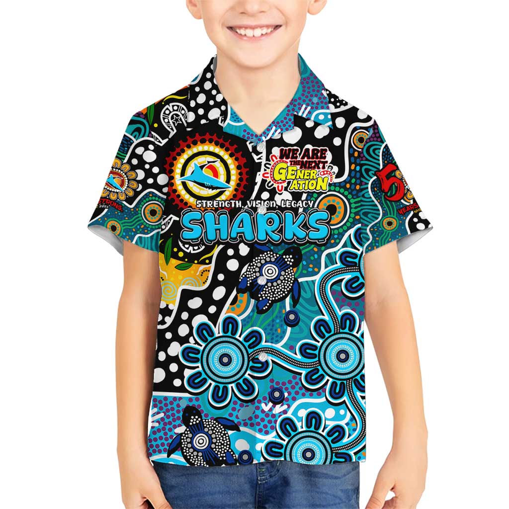Personalised Sharks NRL Celebrating 50 Years of Naidoc Family Matching Tank Maxi Dress and Hawaiian Shirt NAIDOC Week 2025 Aboriginal