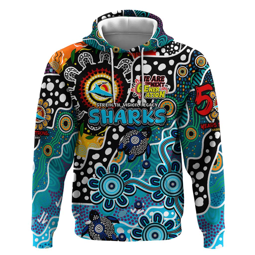 Personalised Sharks NRL Celebrating 50 Years of Naidoc Hoodie NAIDOC Week 2025 Aboriginal
