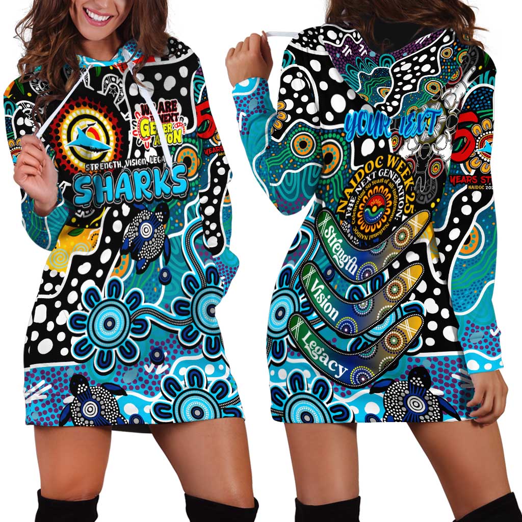 Personalised Sharks NRL Celebrating 50 Years of Naidoc Hoodie Dress NAIDOC Week 2025 Aboriginal
