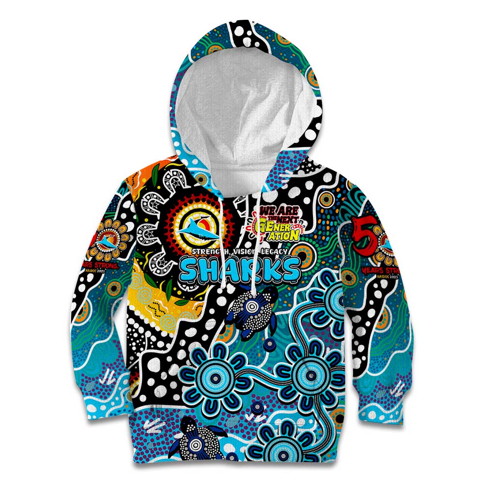 Personalised Sharks NRL Celebrating 50 Years of Naidoc Kid Hoodie NAIDOC Week 2025 Aboriginal