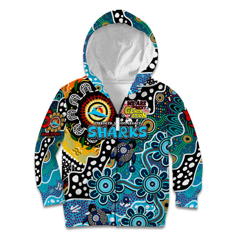Personalised Sharks NRL Celebrating 50 Years of Naidoc Kid Hoodie NAIDOC Week 2025 Aboriginal