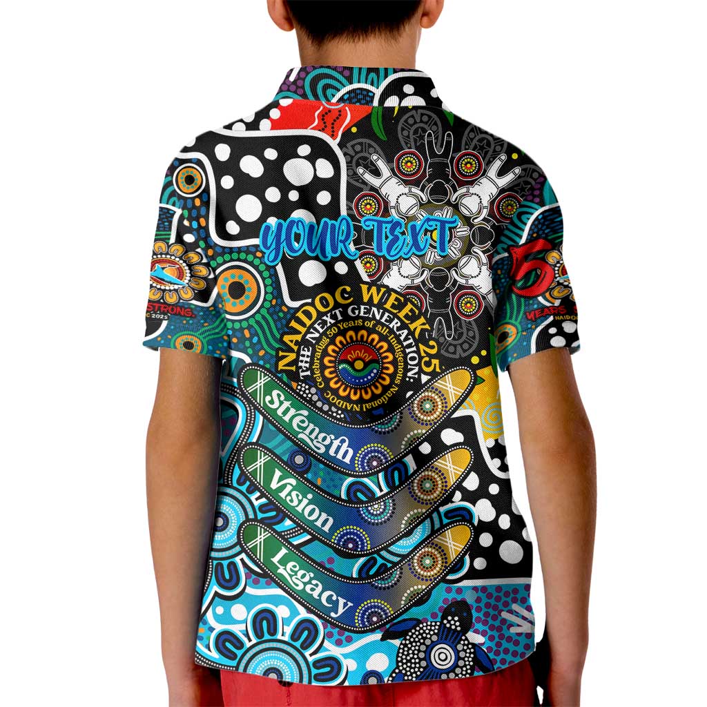 Personalised Sharks NRL Celebrating 50 Years of Naidoc Kid Polo Shirt NAIDOC Week 2025 Aboriginal