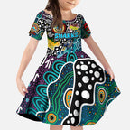 Personalised Sharks NRL Celebrating 50 Years of Naidoc Kid Short Sleeve Dress NAIDOC Week 2025 Aboriginal