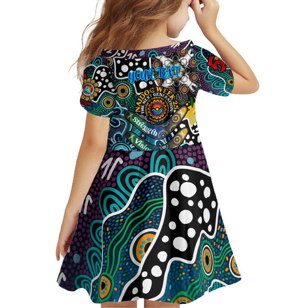 Personalised Sharks NRL Celebrating 50 Years of Naidoc Kid Short Sleeve Dress NAIDOC Week 2025 Aboriginal