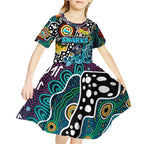 Personalised Sharks NRL Celebrating 50 Years of Naidoc Kid Short Sleeve Dress NAIDOC Week 2025 Aboriginal