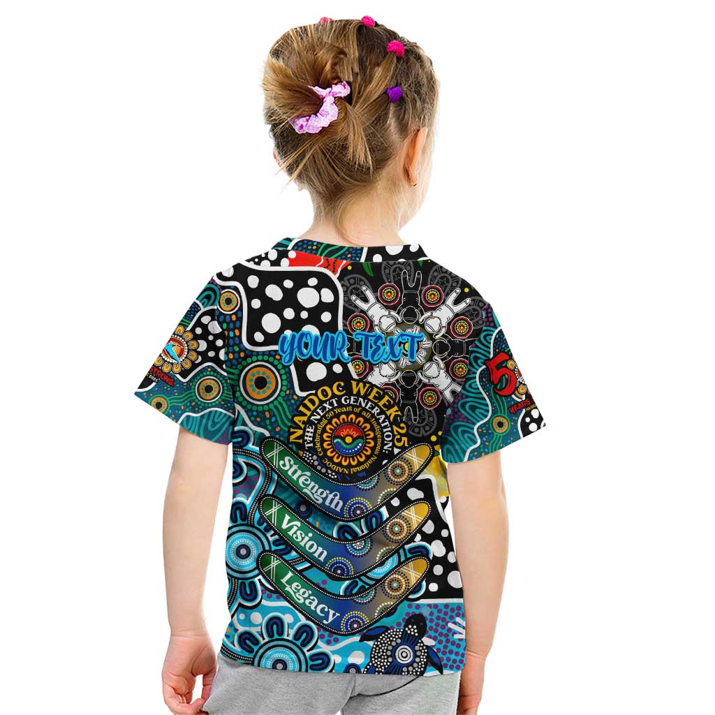 Personalised Sharks NRL Celebrating 50 Years of Naidoc Kid T Shirt NAIDOC Week 2025 Aboriginal