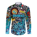 Personalised Sharks NRL Celebrating 50 Years of Naidoc Long Sleeve Button Shirt NAIDOC Week 2025 Aboriginal
