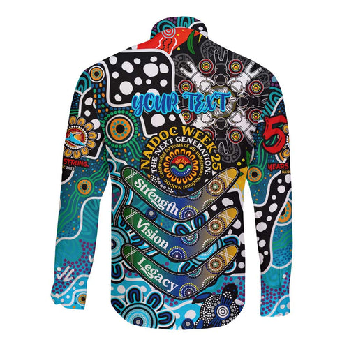 Personalised Sharks NRL Celebrating 50 Years of Naidoc Long Sleeve Button Shirt NAIDOC Week 2025 Aboriginal