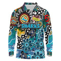 Personalised Sharks NRL Celebrating 50 Years of Naidoc Long Sleeve Polo Shirt NAIDOC Week 2025 Aboriginal