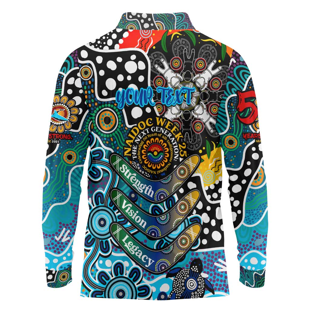 Personalised Sharks NRL Celebrating 50 Years of Naidoc Long Sleeve Polo Shirt NAIDOC Week 2025 Aboriginal